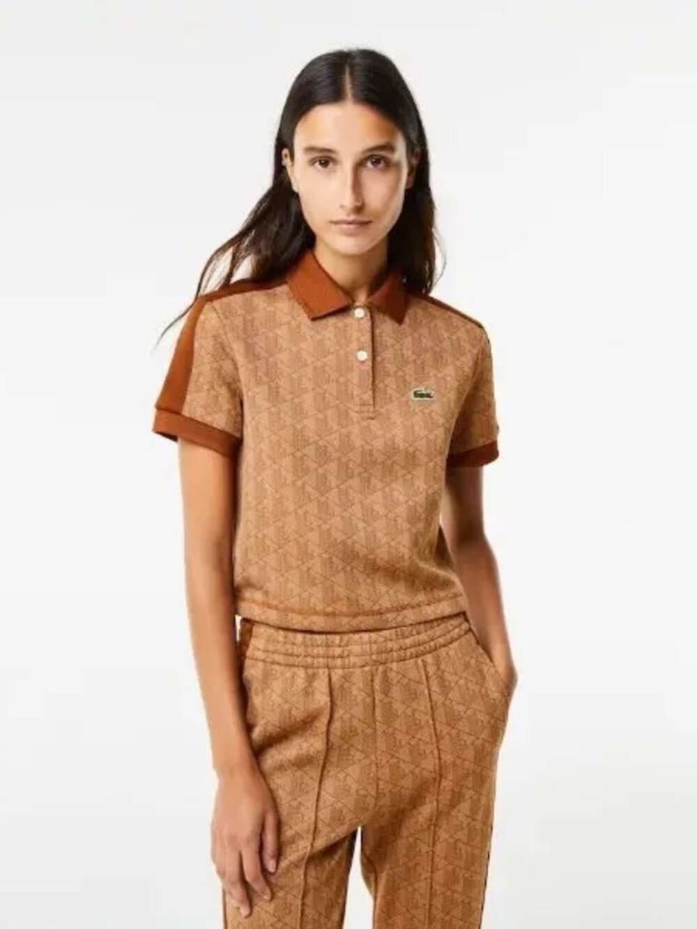 Lacoste Women's Regular Fit Monogram Print Polo